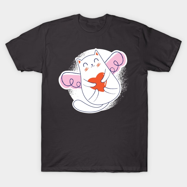 cat with wings and a heart T-Shirt by H K F
